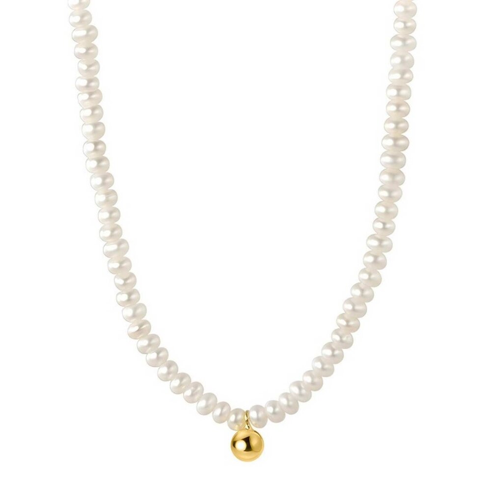 Faux Pearl with Gold Ball Necklace